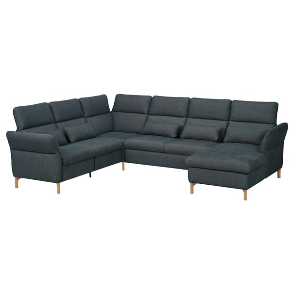 Dark grey FAMMARP sectional sofa. Modern with adjustable cushions and wooden legs.