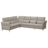 FAMMARP l-shaped sofa, light gray, soft cushions, wooden legs, modern, cozy design.