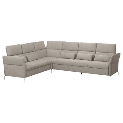 A FAMMARP sectional sofa in light gray with adjustable headrests and armrests, offering a modern design.