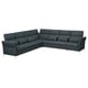 Dark grey FAMMARP l-shaped sofa with adjustable cushions and metal legs.