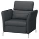 Option: Modern dark grey FAMMARP recliner with cushioned seat and back, chrome legs, adjustable head and armrests.