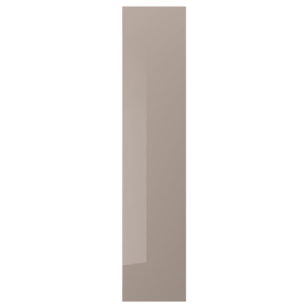 A tall, thin, rectangular door in a light brown color with a glossy finish. It a simple, modern design with rounded edges.