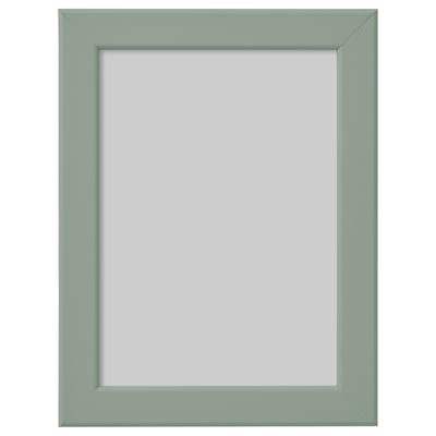 FISKBO light green empty picture frame, simple square design, plastic front protection, safe for kids rooms.