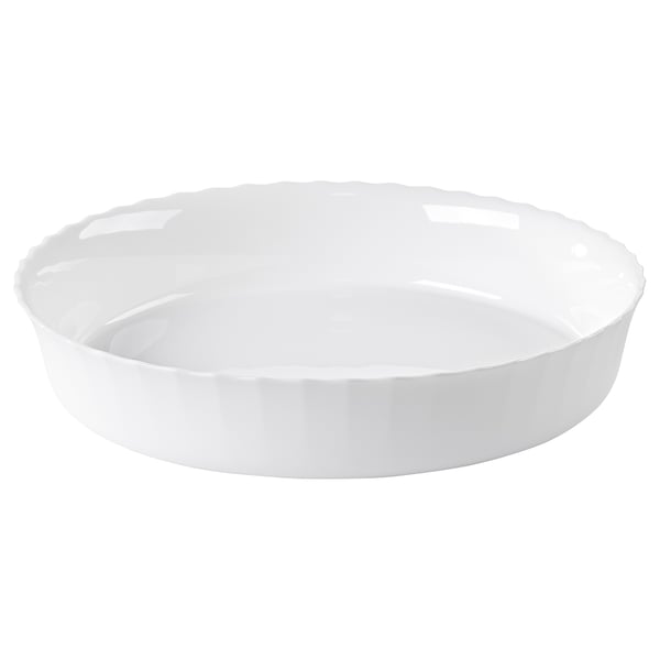FISKTÄRNA: round white dish, smooth glass, simple design.