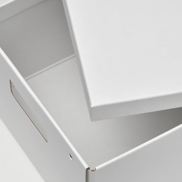 Sturdy white box with cut-out handle, clean finish.
