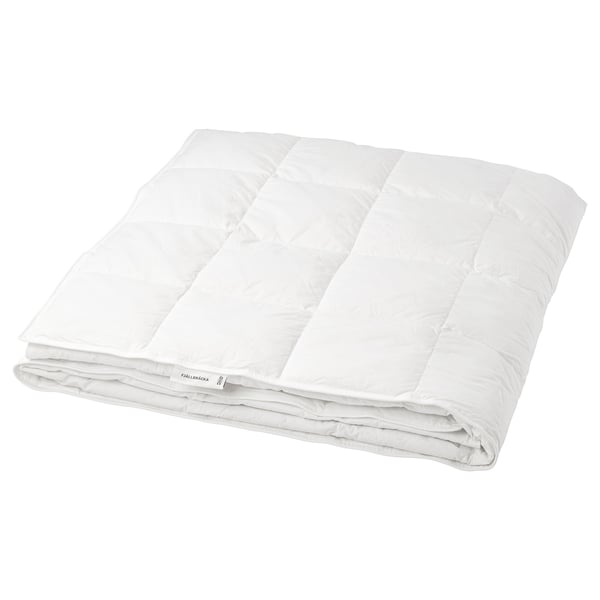 Fjällräckka white duvet, rectangular, padded, soft cotton, recycled down/feather filling, box-stitch pattern.