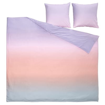 FLÄDERBUSKE Duvet cover and 2 pillowcases, multicolour, 240x220/80x80 cm