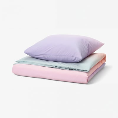 FLÄDERBUSKE Duvet cover and pillowcase, multicolour, 140x200/80x80 cm