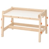 FLISAT wooden kids desk in natural color, rectangular shape with adjustable height and tilted top.