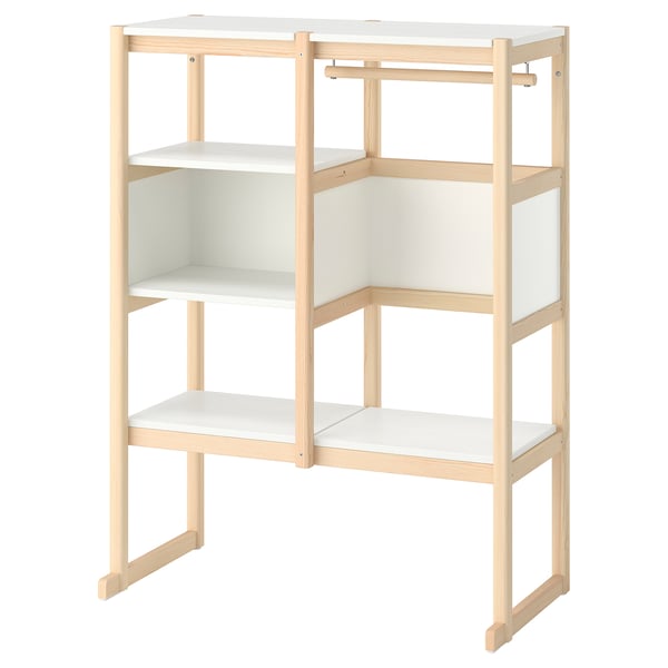 FLISAT Open storage, light white stained pine/white, 88x38x117 cm