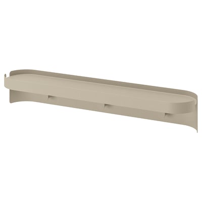 A sleek, beige-colored FLORSJÖN shelf with curved edges and a modern design, made of acrylic coating, powder coating, steel, and aluminum.