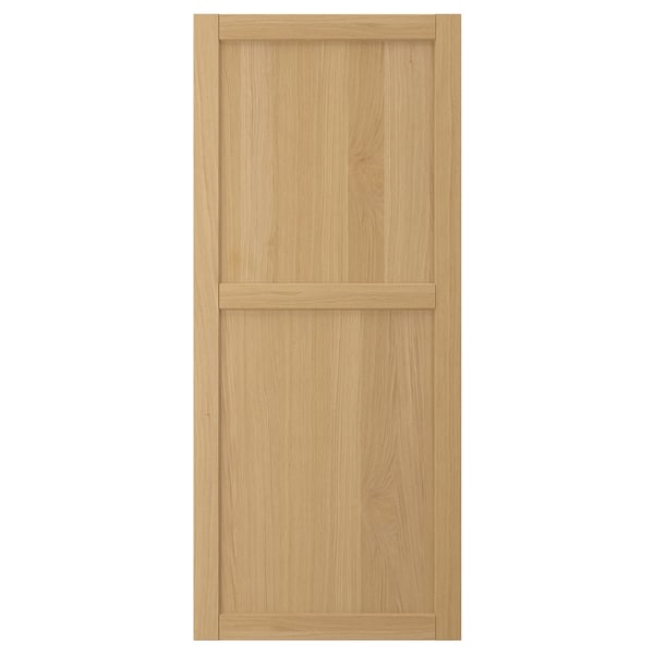 FORSBACKA light oak cabinet door, rectangular shape, simple design with beveled edges.