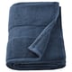 Option: The FREDRIKSJÖN towel is deep blue, thick, and soft with a textured border and rolled shape.