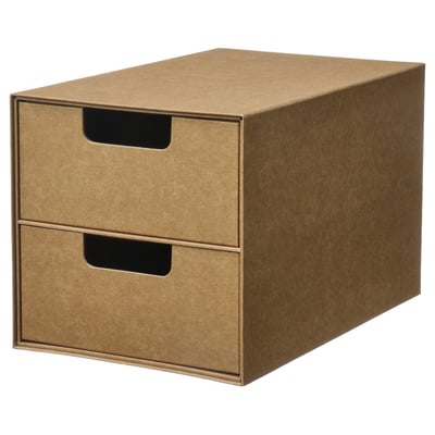 Gårdesgård storage box, brown, recycled paper, rectangular with handles.