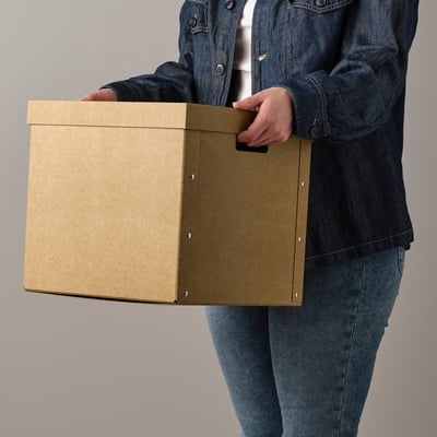 GÄRDESGÅRD Storage box with lid, natural, 32x35x31 cm