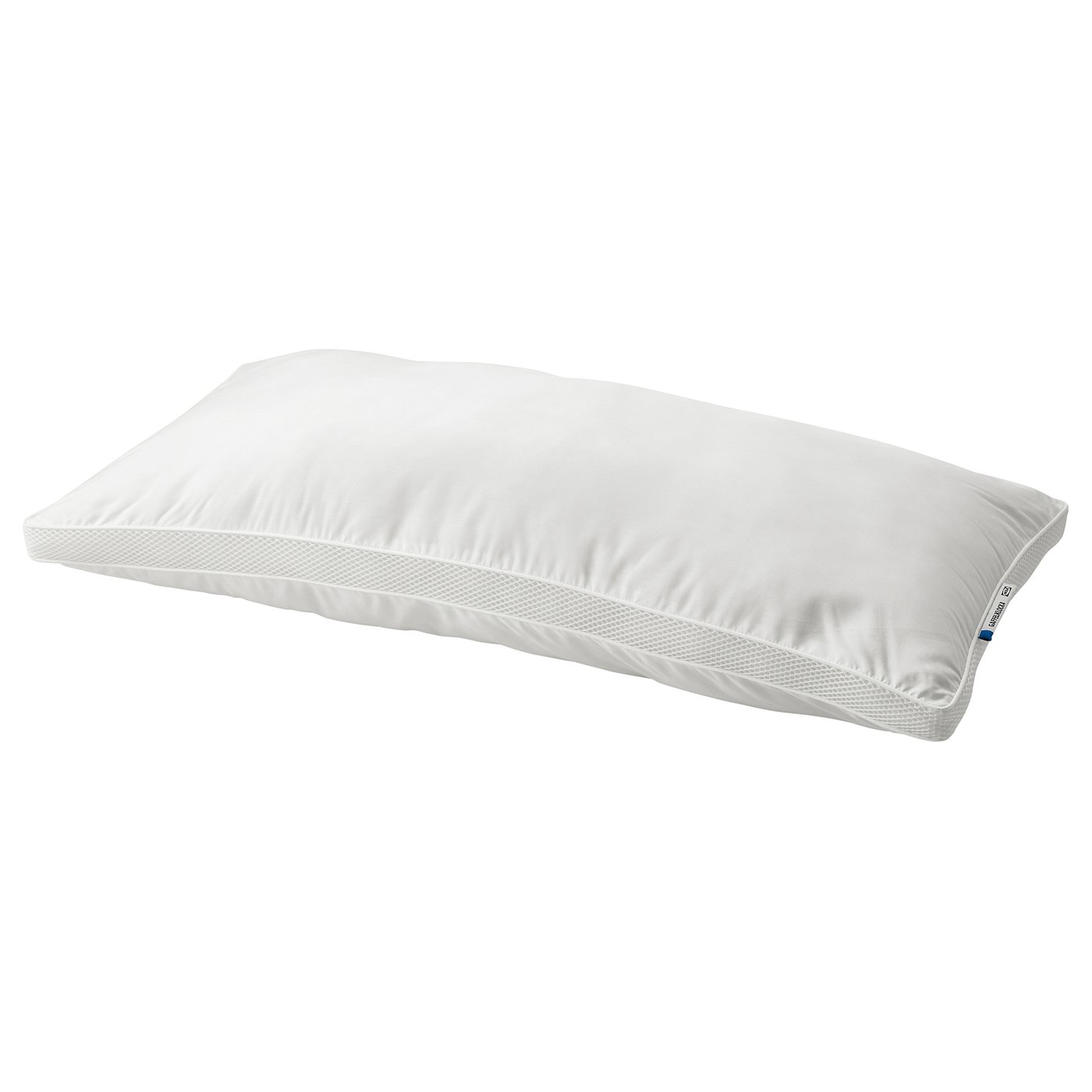 GAFFELKLOCKA pillow: white, rectangular, with mesh sides, firm, high-loft for back or side sleepers.