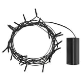 Image shows black battery-powered GETKÅL string lights with a cylindrical black battery box.