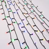 Image string lights with multi-color led bulbs. The lights are outdoor-approved and have color-changing capabilities.