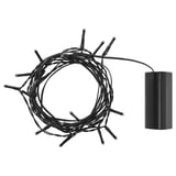 Black outdoor light set with sensor. Small cylindrical battery box.
