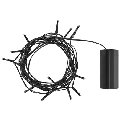 Black outdoor light set with sensor. Small cylindrical battery box.