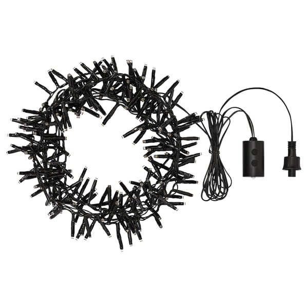 GETKÅL black outdoor light wreath with remote, 150 led bulbs.