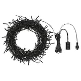 Black outdoor getkal led light wreath with sensor and controller.
