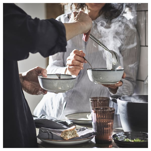 Serving soup into GLADELIG bowls.