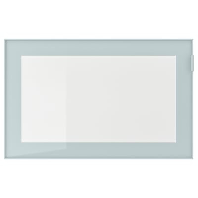 Sleek GLASSVIK light blue frame. Square shape, modern design with clear glass center.