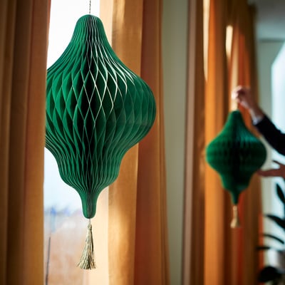 GOKVÄLLÅ Decoration, green, 33 cm