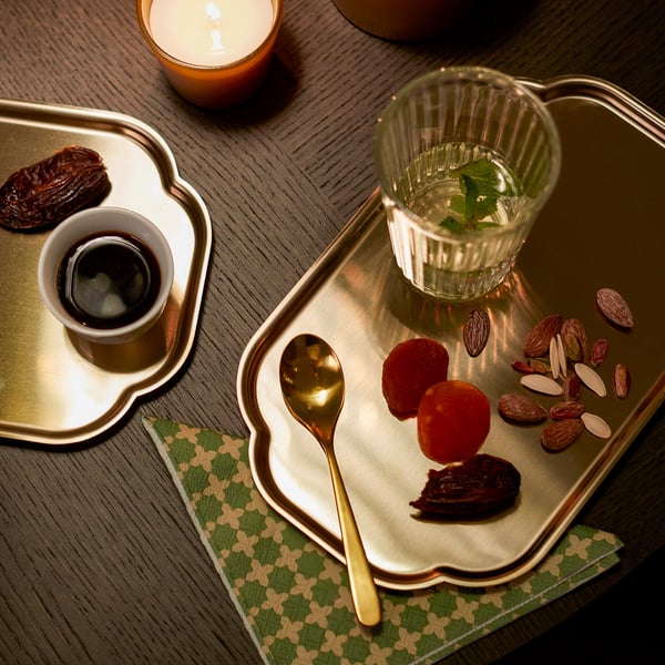 GOKVÄLLÅ Side plate, mini/gold-colour, 27x17 cm