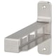 A silver, l-shaped GRANHULT bracket made of nickel-plated aluminum, designed to hide shelf joints.