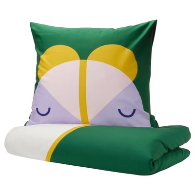 GREJSIMOJS Duvet cover and pillowcase, multicolour, 140x200/80x80 cm