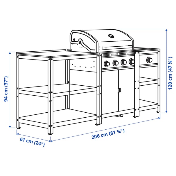 Illustration with measurements for the product: GRILLSKÄR.