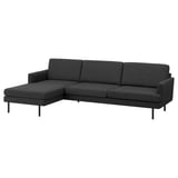 GRILLSTORP sofa, dark grey, l-shaped, soft fabric, modern clean design.