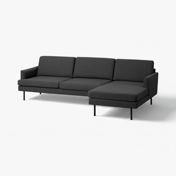 GRILLSTORP 4-seat sofa w chaise longue, right, Gunnared dark grey/metal