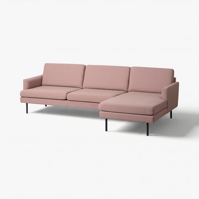 GRILLSTORP 4-seat sofa w chaise longue, right, Gunnared/light brown-pink metal