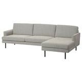 GRILLSTORP sofa - gray, with chaise, metal legs, seat cushions.