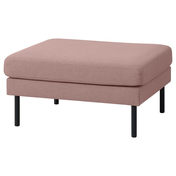 GRILLSTORP pink fabric sofa, square shape, black legs, cozy design.