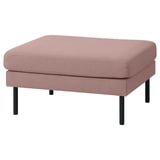 GRILLSTORP pink fabric sofa, square shape, black legs, cozy design.