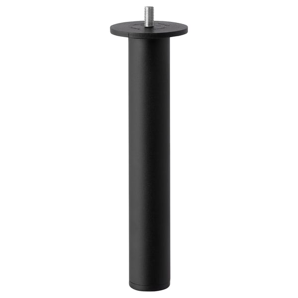 Black metal table leg, round, powder-coated, simple modern design.