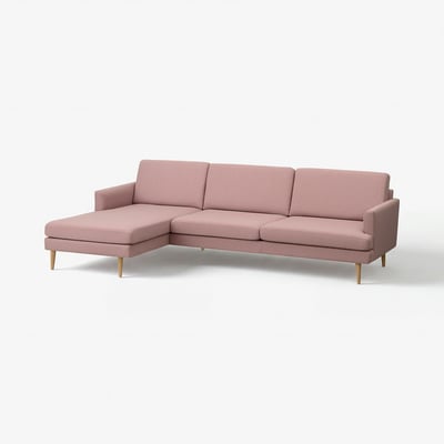 GRILLSTORP / SMEDSTORP 4-seat sofa w chaise longue, left, Gunnared/light brown-pink oak