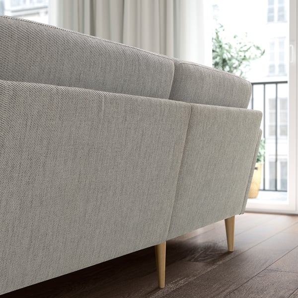 GRILLSTORP sofa, gray, tapered legs, plush cushions, modern design.
