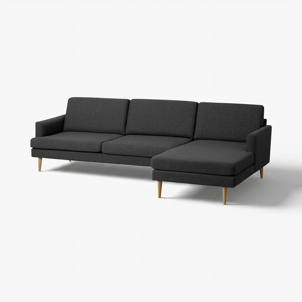 GRILLSTORP / SMEDSTORP 4-seat sofa w chaise longue, right, Gunnared/dark grey oak