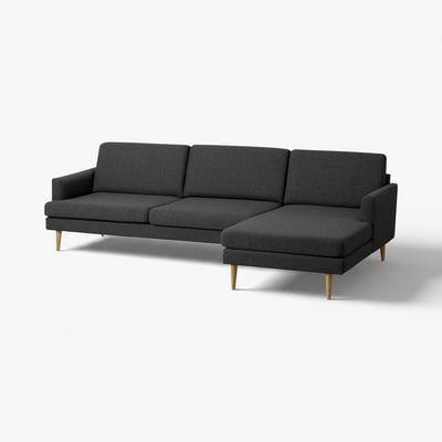 GRILLSTORP / SMEDSTORP 4-seat sofa w chaise longue, right, Gunnared/dark grey oak