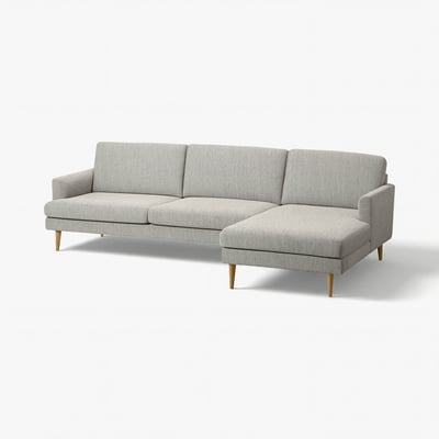 GRILLSTORP / SMEDSTORP 4-seat sofa w chaise longue, right, Viarp/beige/brown oak