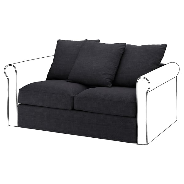 GRÖNLID loveseat: dark gray, soft & comfortable, roll arms, textured fabric.