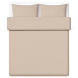 Top view of beige GROVSNÄRJA duvet set, featuring smooth, brushed cotton flannel with zipped closures.