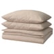 GROVSNÄRJA Duvet cover and 2 pillowcases, flannel dark beige/beige, 240x220/80x80 cm