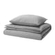 GROVSNÄRJA Duvet cover and pillowcase, grey/mélange, 155x220/80x80 cm