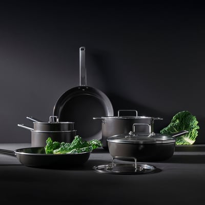 GULDÖRING Sauté pan with lid, non-stick coating glass/black-grey, 24 cm